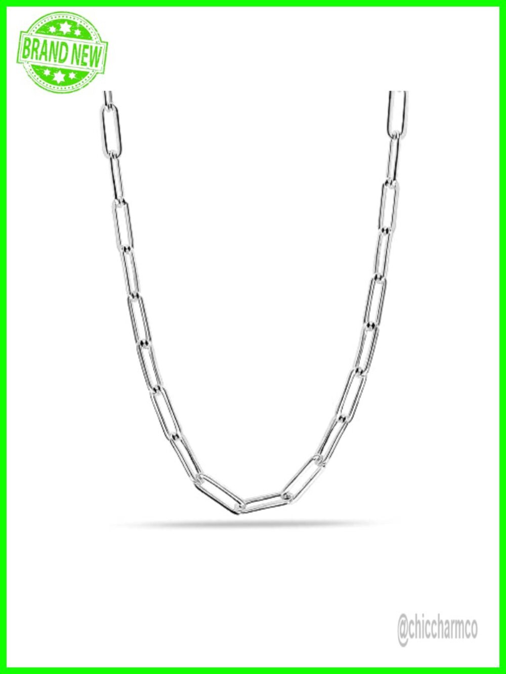 925 Sterling Silver Italian Paperclip Chain Necklace Minimalist Layering